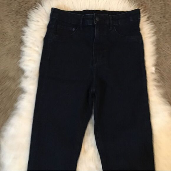 H&M &DENIM SUPER DARK WASH INK BLUE, DARK HARDWARE SKINNY! TALL - Picture 2 of 8